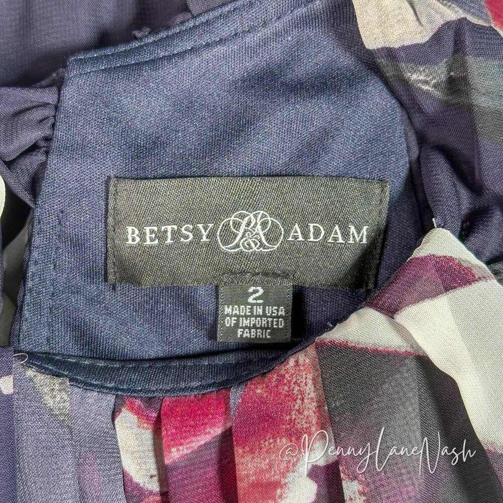 Betsy & Adam Floral Ruffled Chiffon Maxi Dress Size 2 - Picture 5 of 12